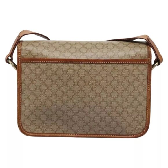 CELINE Macadam Canvas Shoulder Bag Beige Gold Auth - Picture 7 of 16